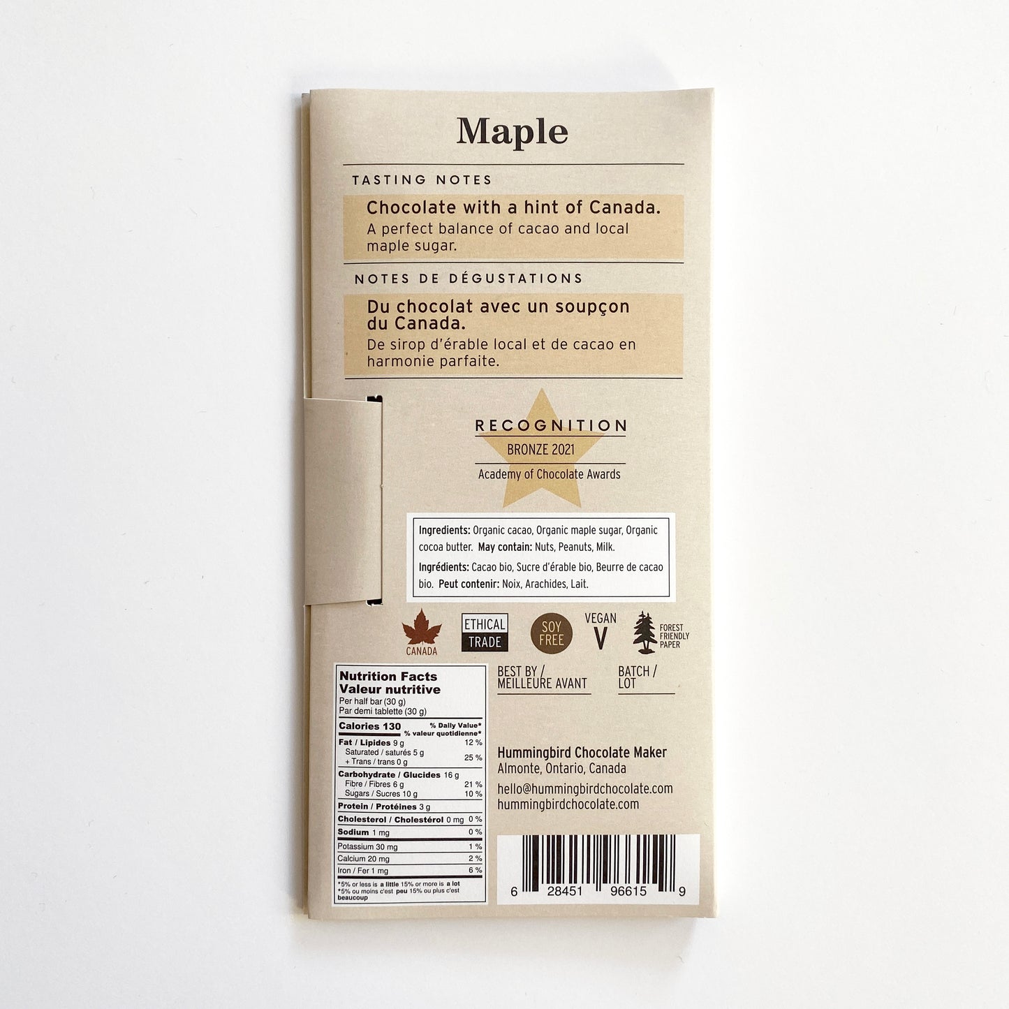 60g Bars - Maple 65% Case of 12