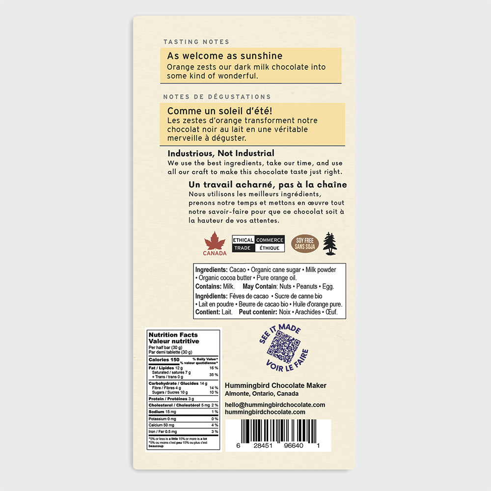 60g Bars - Orange Milk 60% Case of 12